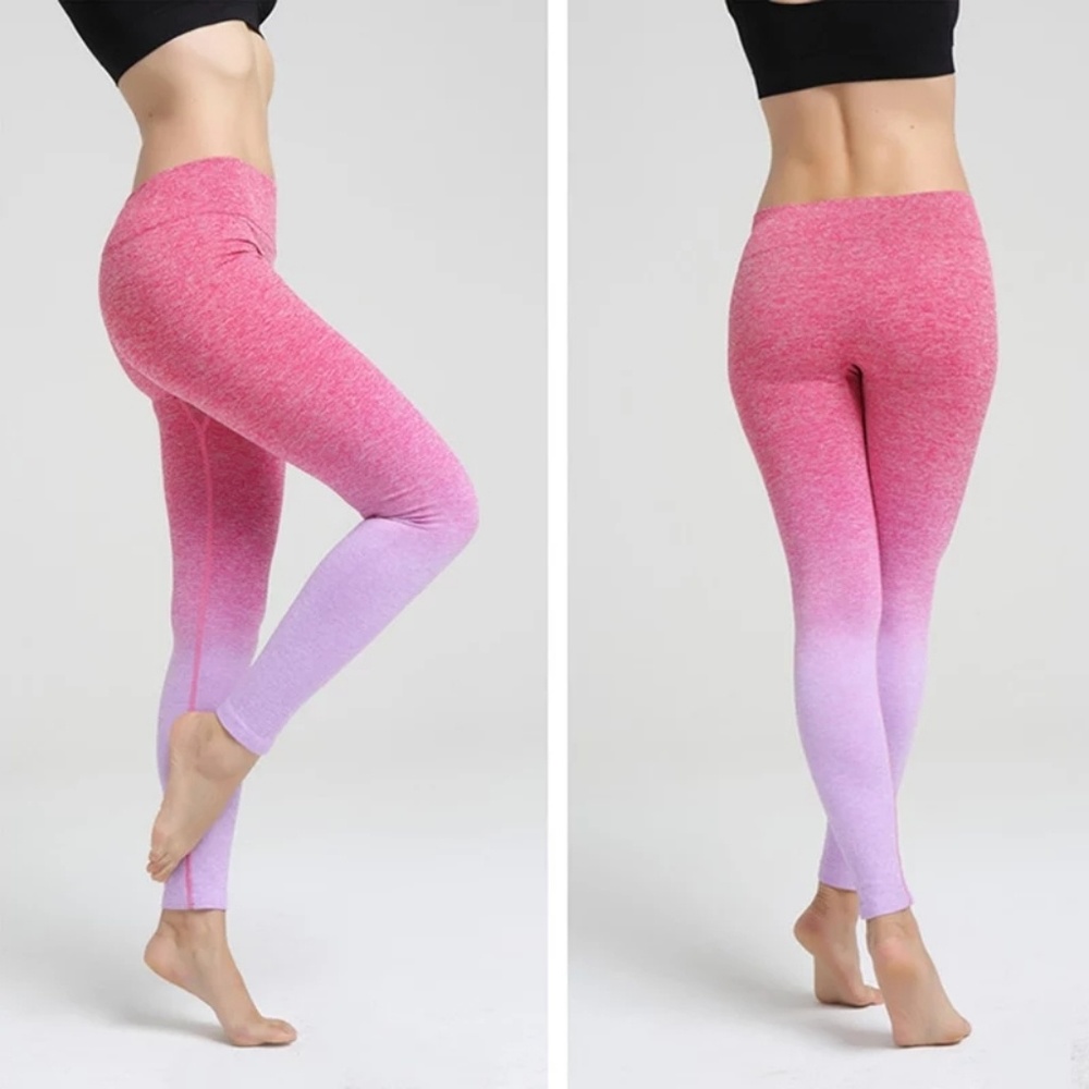 Pink Ombre Yoga Exercise Leggings